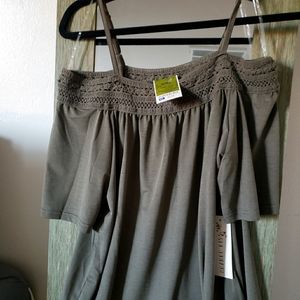Off the shoulder, spaghetti strap blouse